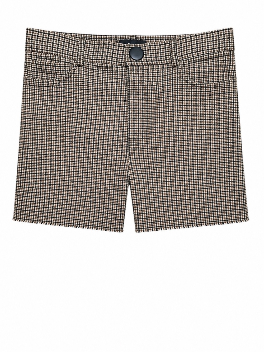 Zara Houndstooth Raw Hem Shorts Size Large Stretch High Rise